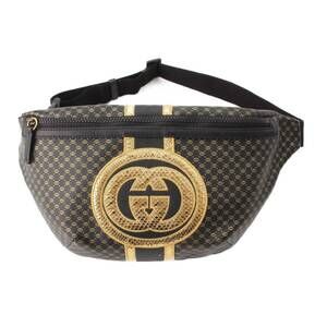 Gucci Dapper Dan Leather Waist bag Body Belt Bum Body Bag Black Gold